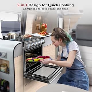 CAMPLUX RV Gas Range 21 Inches Tall, Propane Range Oven with 3 Burners Stove for RV, Apartment, Mobile Home, Stainless Steel, RGS21MSF