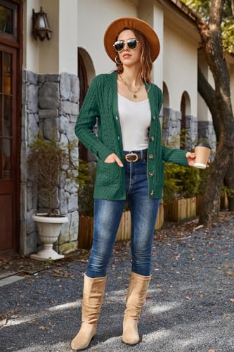 Image of Womens Cardigan Sweaters Cable Knit Sweater 2026 Fall Winter Chunky Open Front Button Down Coats with Pockets