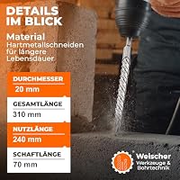 Weischer® SDS Plus Bohrer 20 x 310 mm Betonbohrer Steinbohrer vierschneidig – Ansicht 7