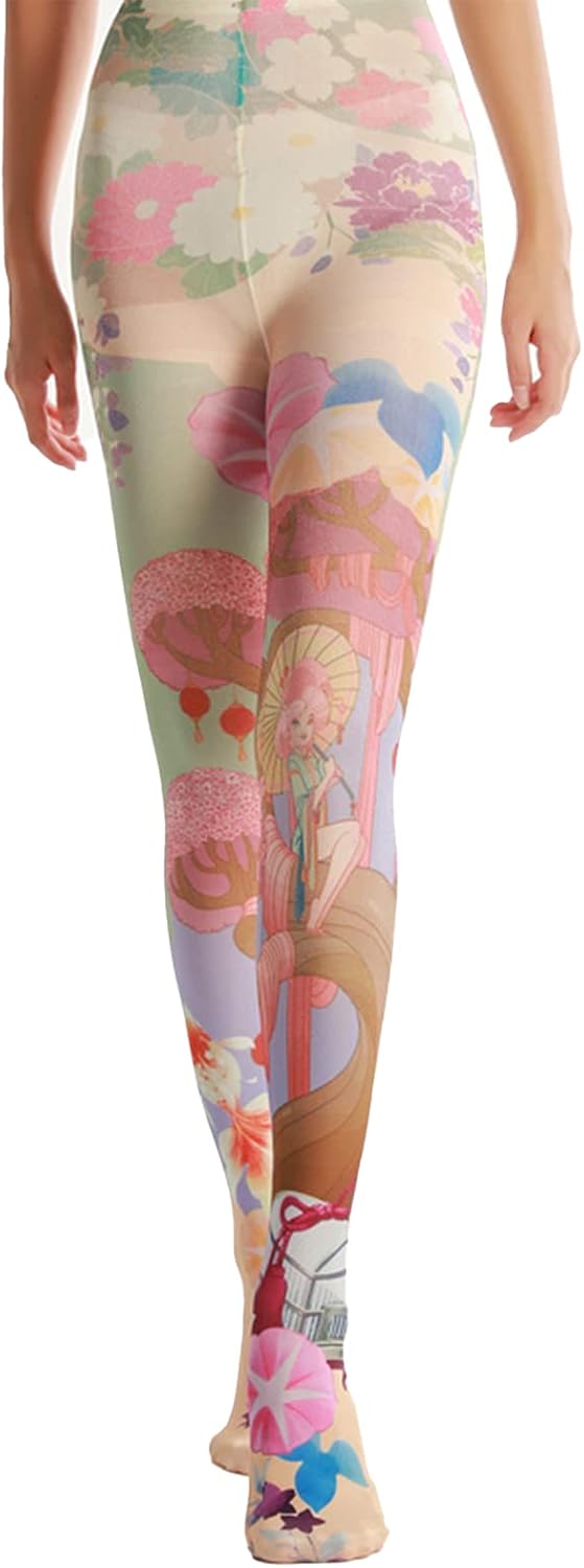 Sahabowi Women Tights, Opaque High Waist Pantyhose, Vintage Control Top Stockings