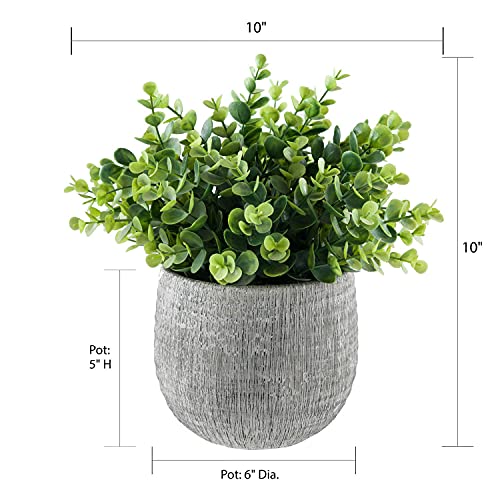 Favrd Artificial Plants Eucalyptus Environmentally Conscious Partly Recycled Plastic Fake Plants Topiary Shrubs Faux Plants Indoor Home Office Decor Table Desk, 10 X 10 X 10.25 Inches, Green, 10180-A #TOP2