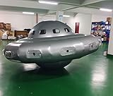 Giant Inflatable UFO Halloween Decoration, 10ft Silver Flying Saucer Balloon, Indoor Outdoor Party Prop with Tether Ropes (Can't Fly with Helium)
