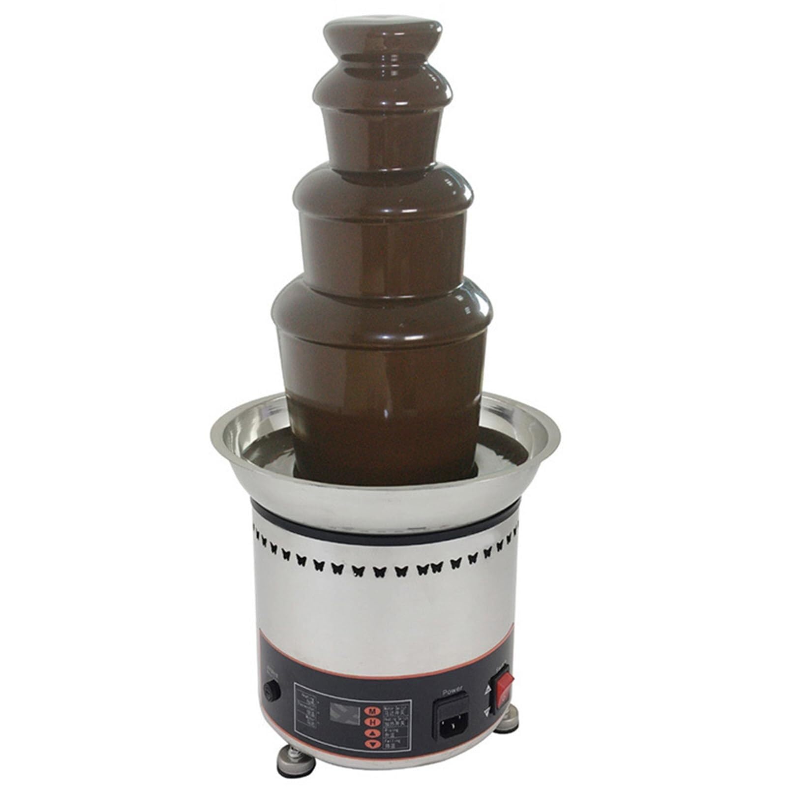 DFEDHF Electric Chocolate Fondue Fountain Machine,Electric Melting Machine,for Partieselts Cheese,Queso,Candy,and Dip Strawberries, Apple Wedges,Vegetables,Stainless Steel (4layer)