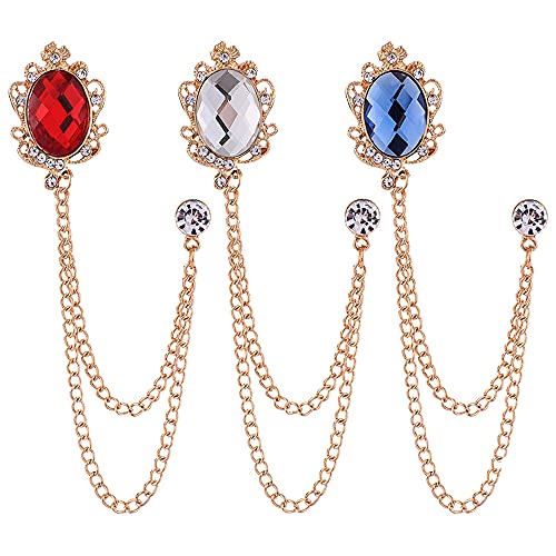 Xihuimay Lot de 3 épingles à nourrice pour homme - Pour mariage, banquet, décoration, vêtements, écharpes, chapeaux, corsage, bijoux, accessoire - Bleu, rouge, blanc Cover