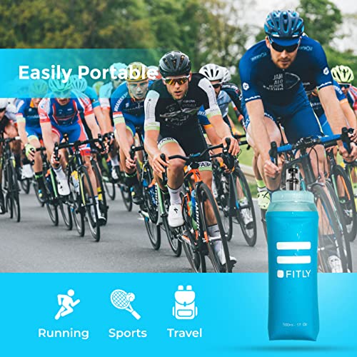 FITLY Soft Flask 500ml, Shrinks As You Drink Soft Water Bottle for Hydration On The Move, Collapsible Running Water Bottle - Image 4
