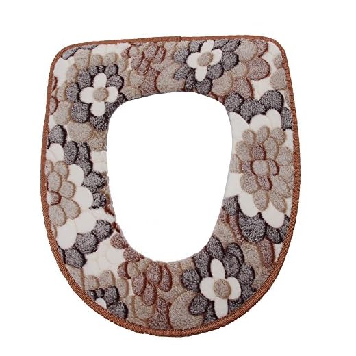 Vanki Winter Warm Toilet Seat Cover Brown Flower 1pcs