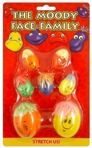 7 Kids Childrens Moody Face Family Stretchy Squashy Stress Balls Party Bag Toys