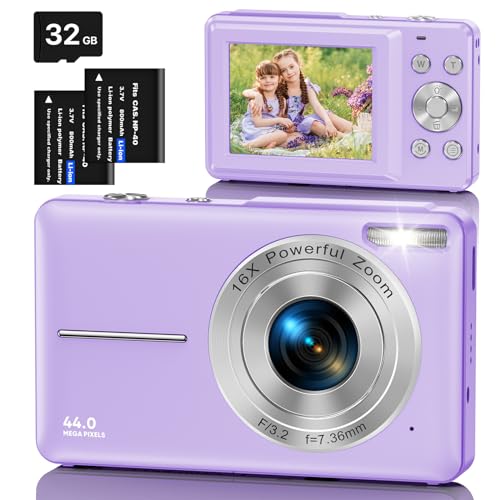 Digitalkamera Fotokamera mit 32GB Karte, 1080P FHD 44MP Kinder Kamera 2,4 '' LCD 16X Digital Zoom...