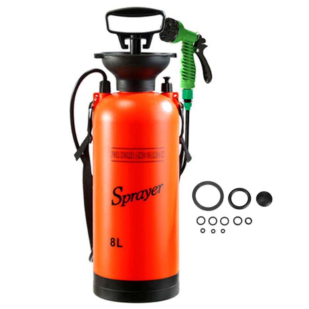 Oumefar Pulverizador Manual Riego de jardín para césped Pulverizador neumático Aspersor a presión de Agua agrícola Aspersor de herbicida Desinfectante a presión para riego y Lavado de Coches(8L)