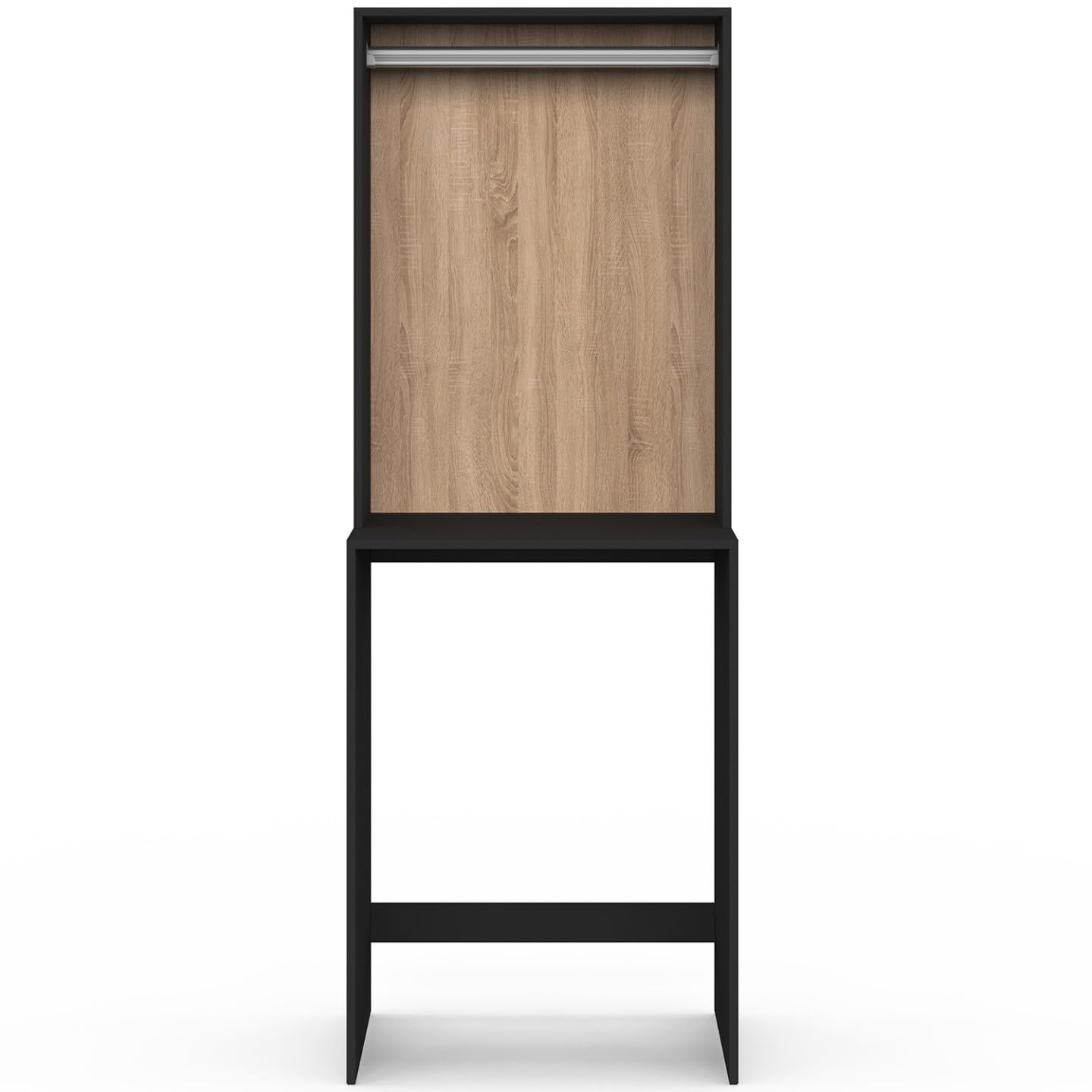 IDMarket – Mueble superior lavadora con armario Wallis negro y madera de haya