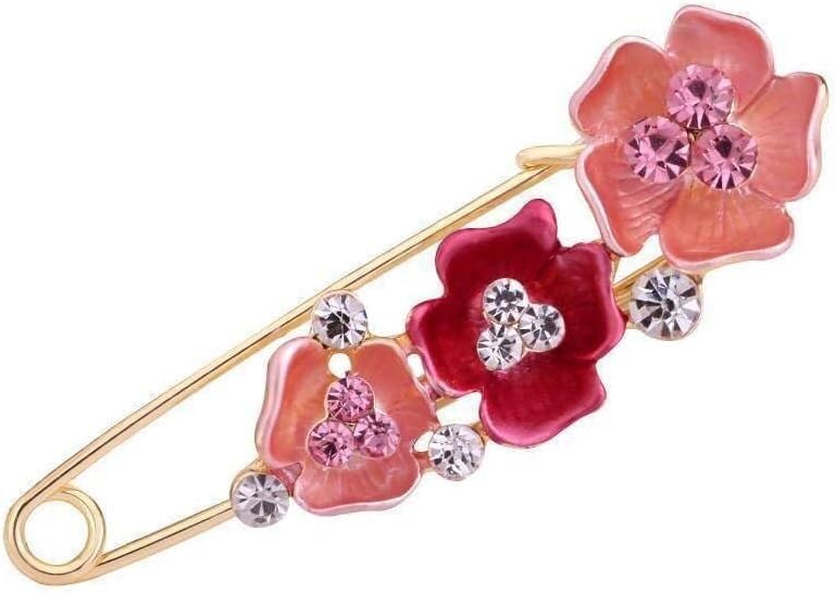 Épingles de Couverture très résistantes, Grandes épingles de sûreté, 75 × 25 mm, 10 épingles de sûreté, épingles Tulipes, épingles Roses,(Rose Red)