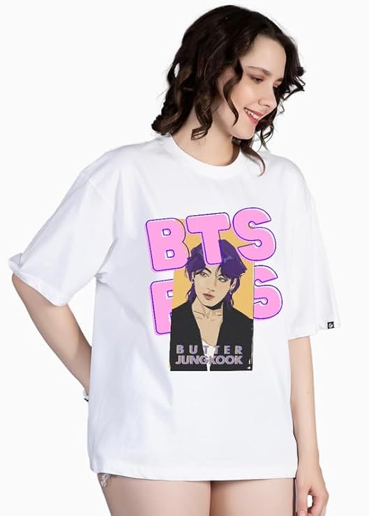 Buy PRONK Butter Jungkook Women Oversized 100% Cotton Crew Neck