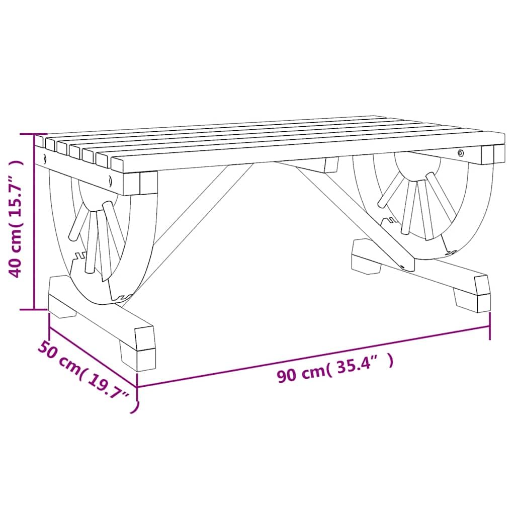 vidaXL Tavolino da Giardino 90x50x40 cm in Legno Massello di Abete