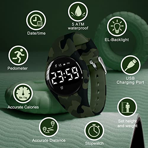 Image of Kids Watches for Girls Boys Digital Sport Watch with Step Counter Pedometer Vibration Alarm Clock, No App Waterproof Fitness Tracker Kids Watch Boys Girls Teens Students Ages 5-16