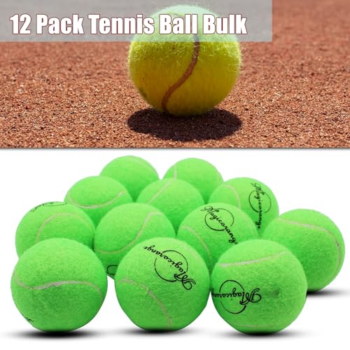 Image of Tennis Balls, Magicorange 12 Pack Advanced Training Tennis Balls Practice Balls, Pet Dog Playing Balls, Come with Mesh Bag for Easy Transport, Good for Beginner Training Ball (Cyan)