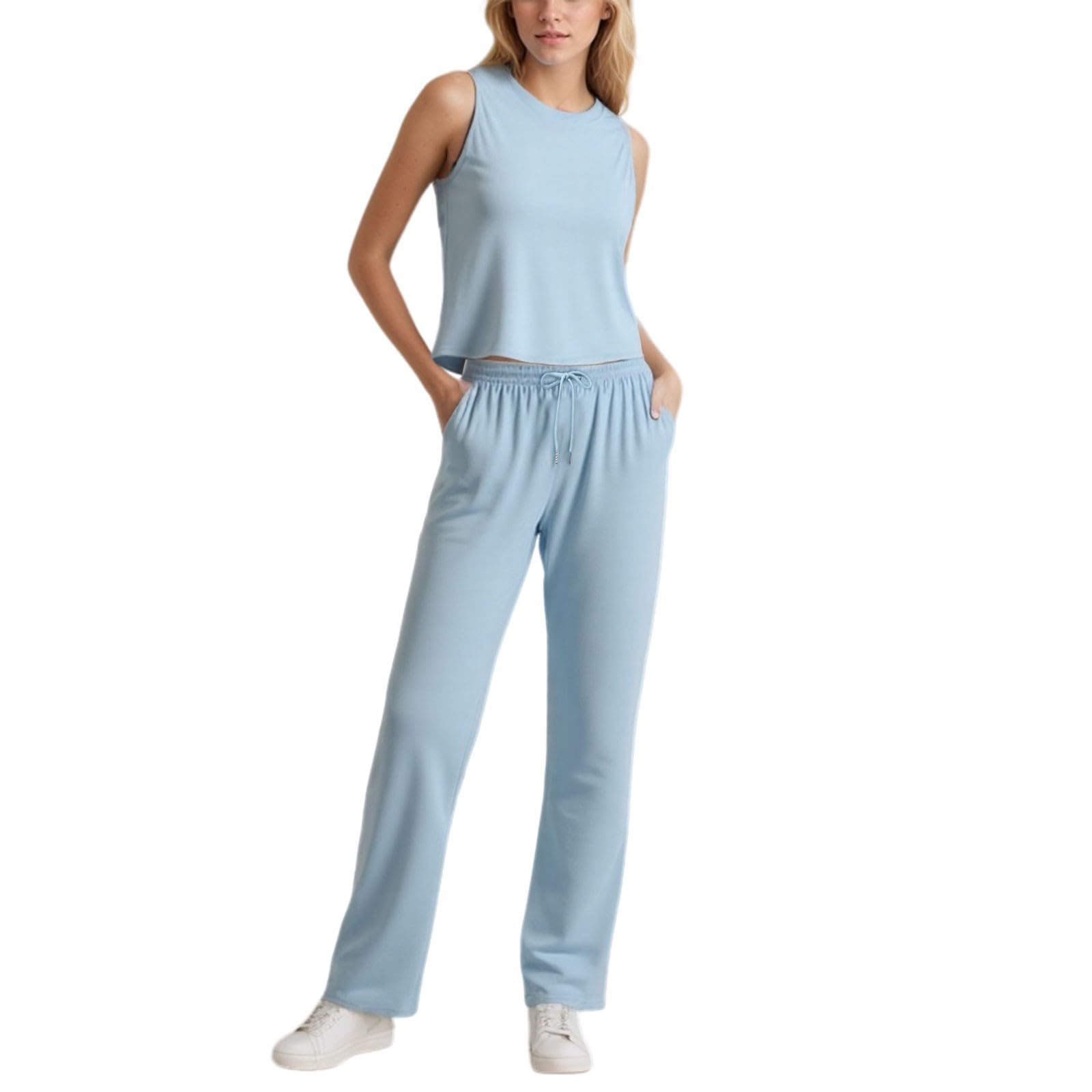 Survêtement de loisirs pour femme - Grandes tailles - Baggy - Élégant - Long - 2 pièces - Survêtement sportif - Yoga - Taille courte - Vêtement de loisirs léger - Vêtement de sport pour femme