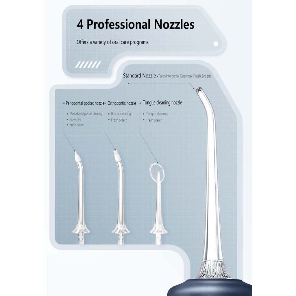 TJH Idropulsore Irrigatore Orale Dentale Cordless Professionale - IPX7 Portatile e Ricaricabile Idropulsore Impermeabile per la Pulizia dei Denti, Serbatoio da 250 ml Casa e Viaggio
