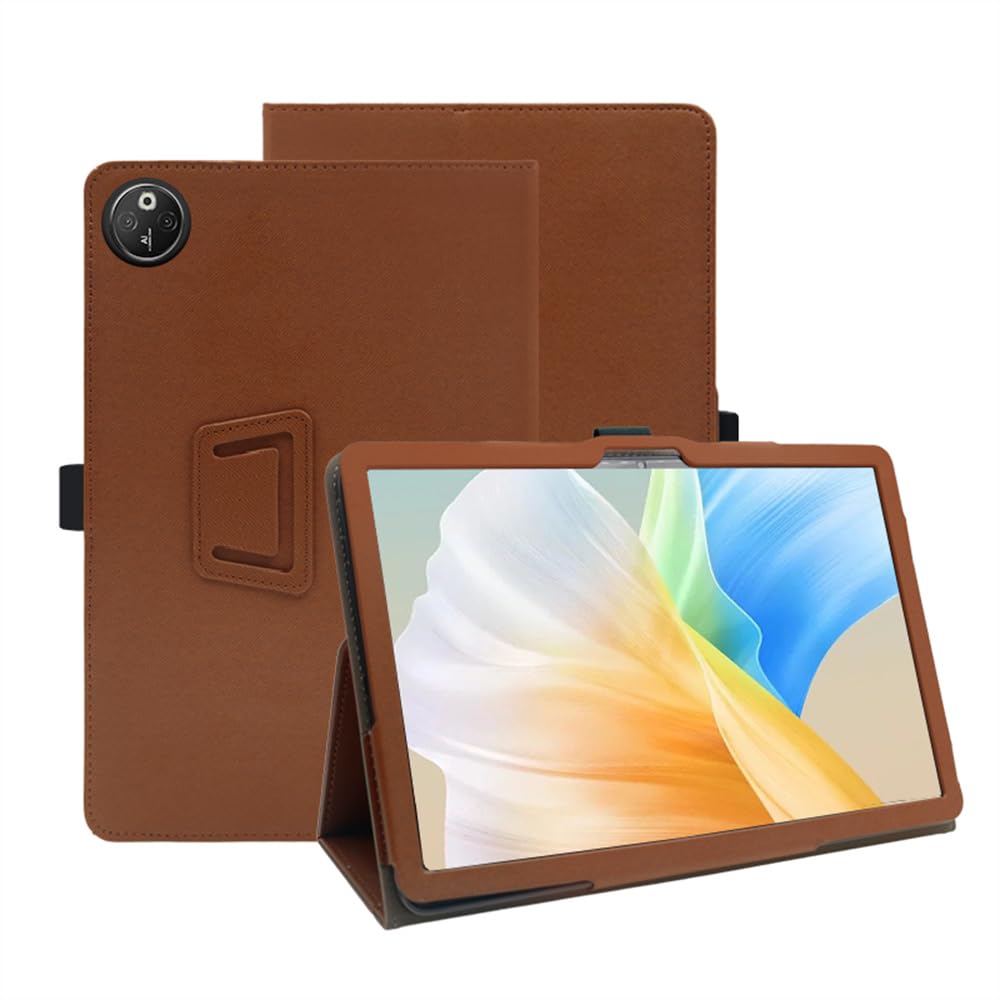 Compatible with Doogee T30 Max 12.4 INCH Tablet case, Full Coverage Ultra Slim PU leather Cover Case with folding Stand Cover Rugged with Auto Sleep/Wake (Brown)