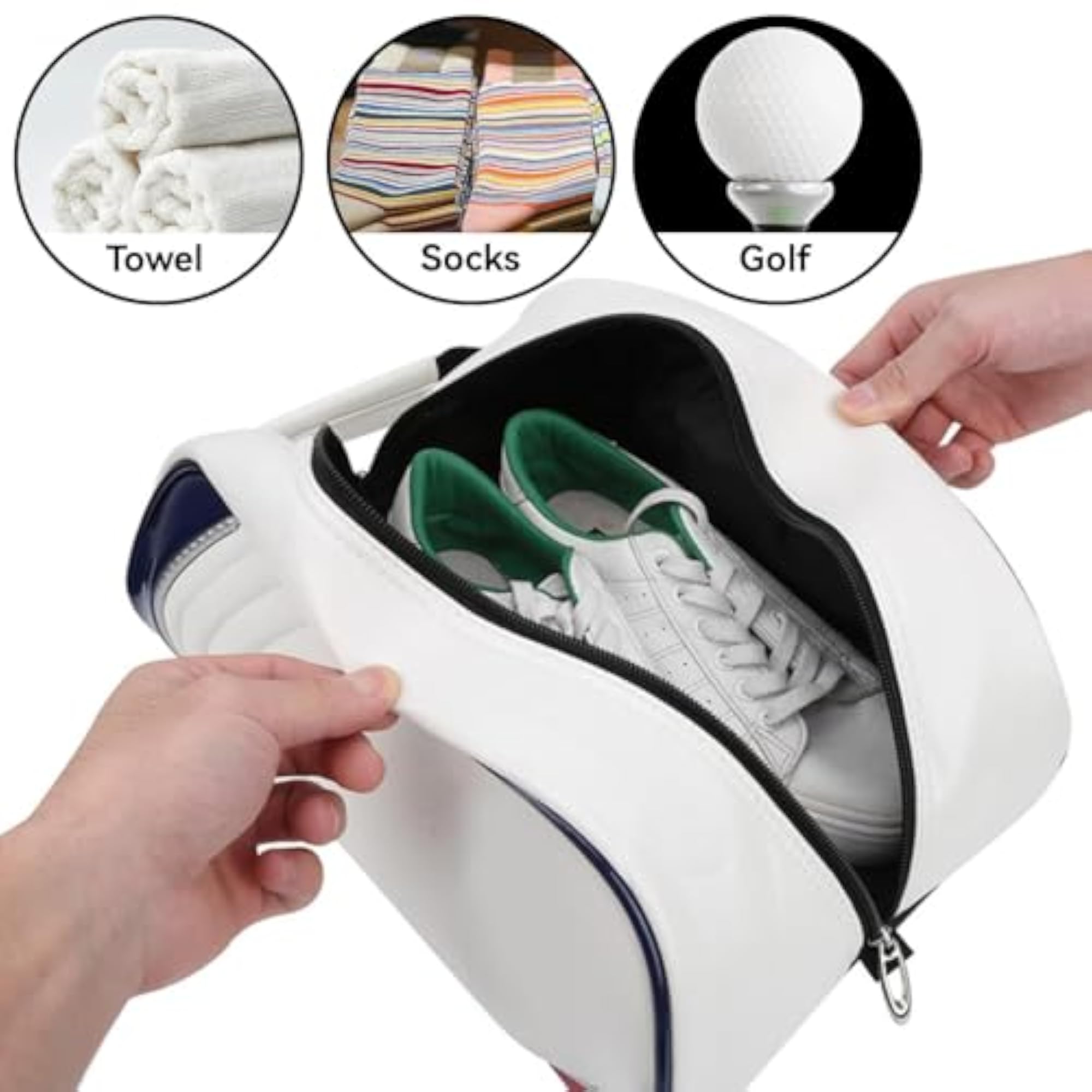 Men's PU Leather Golf Shoe Carrier Bag, Travel Dustproof