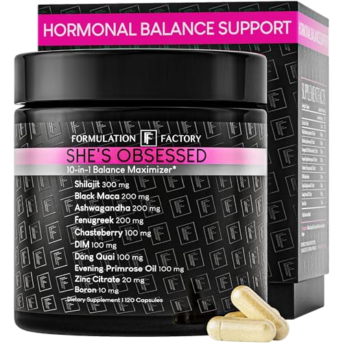 Formulation Factory Hormone Balance for Women - Shes Obsessed Vitality Complex with Maca Root & Ashwagandha - Libido & Mood Support - 120 Capsules 2 Month Supply