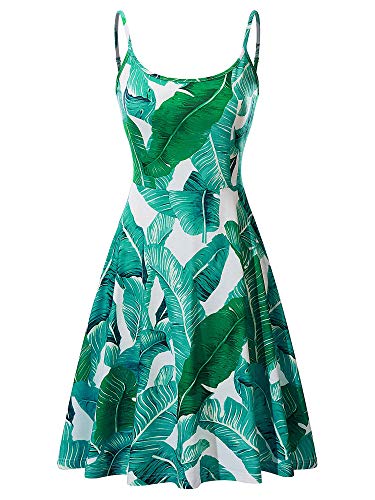 VETIOR Hawaiian Casual Beach Spaghetti Strap Dress Baby Doll Halter Skater Dresses for Teens Plus Size