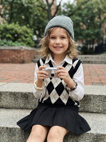 Image of SELINK Boys Girls V Neck Argyle Knit School Uniform Sweater Vest | Soft Cotton Polyester Blend Knitted Vest,Stockinette Stitch,Hand Wash Only For School Uniform Daily Wear
