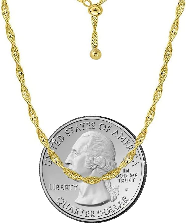 Savlano 925 Sterling Silver Italian Solid 1.5MM Singapore Twist Adjustable Bolo 14-24 Inch Chain Necklace For Women - Made in Italy Comes With a Gift Box - Image 3