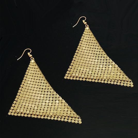 Trendy Women Earrings Metal Mesh Grid Sequins Tassel Long Drop Dangle Earrings for women(gold) - Image 6