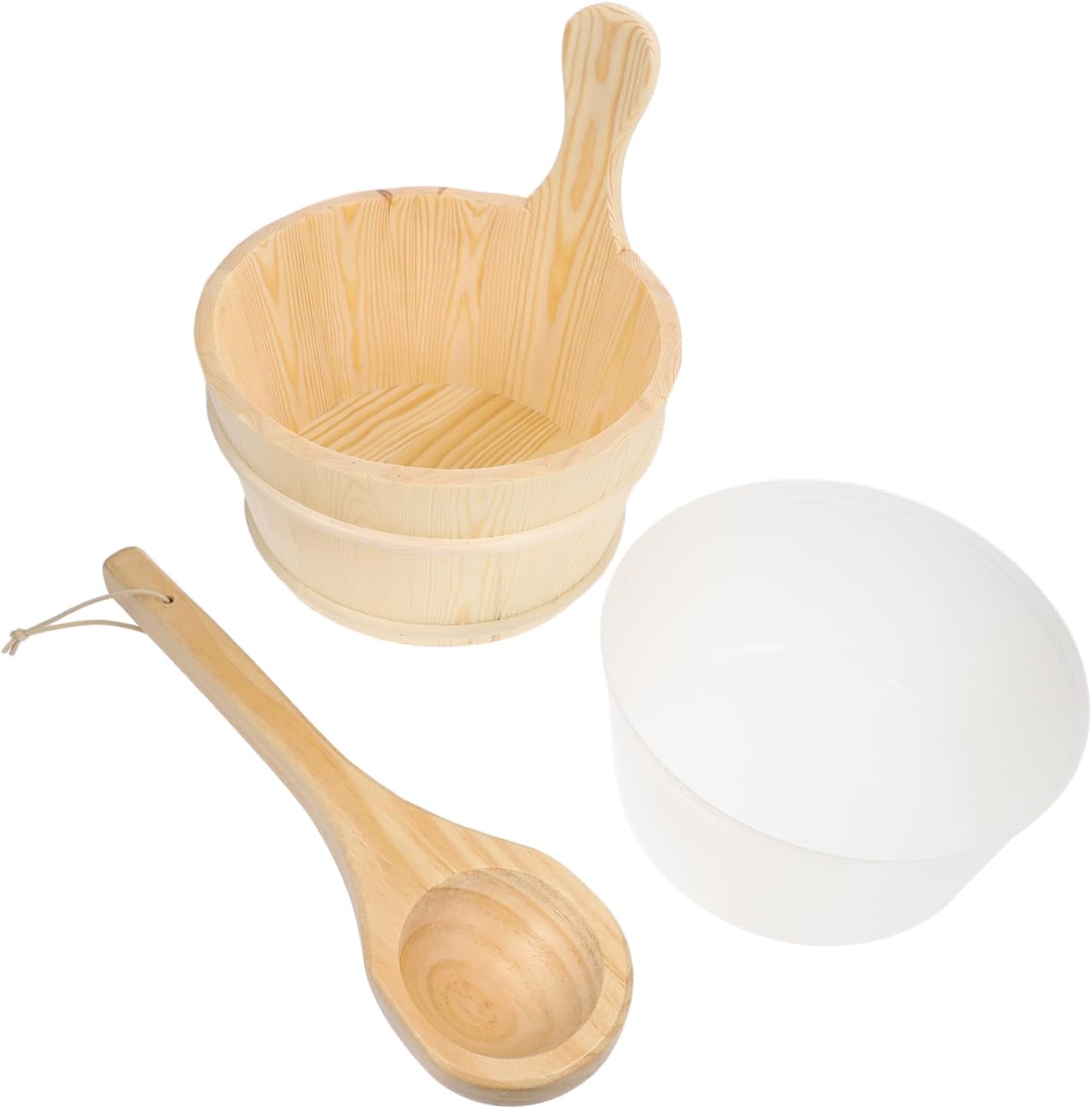 YARNOW 1set Decorative Sauna Bucket Capacity Wooden Ergonomic Scoop for Home Sauna Use Craftsmanship Comfortable Handling Easy to Use and Maintain