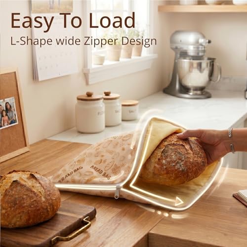 AHJ 2 Pack XL Beeswax Bread Bags for Sourdough Homemade Bread,Reusable - image 3