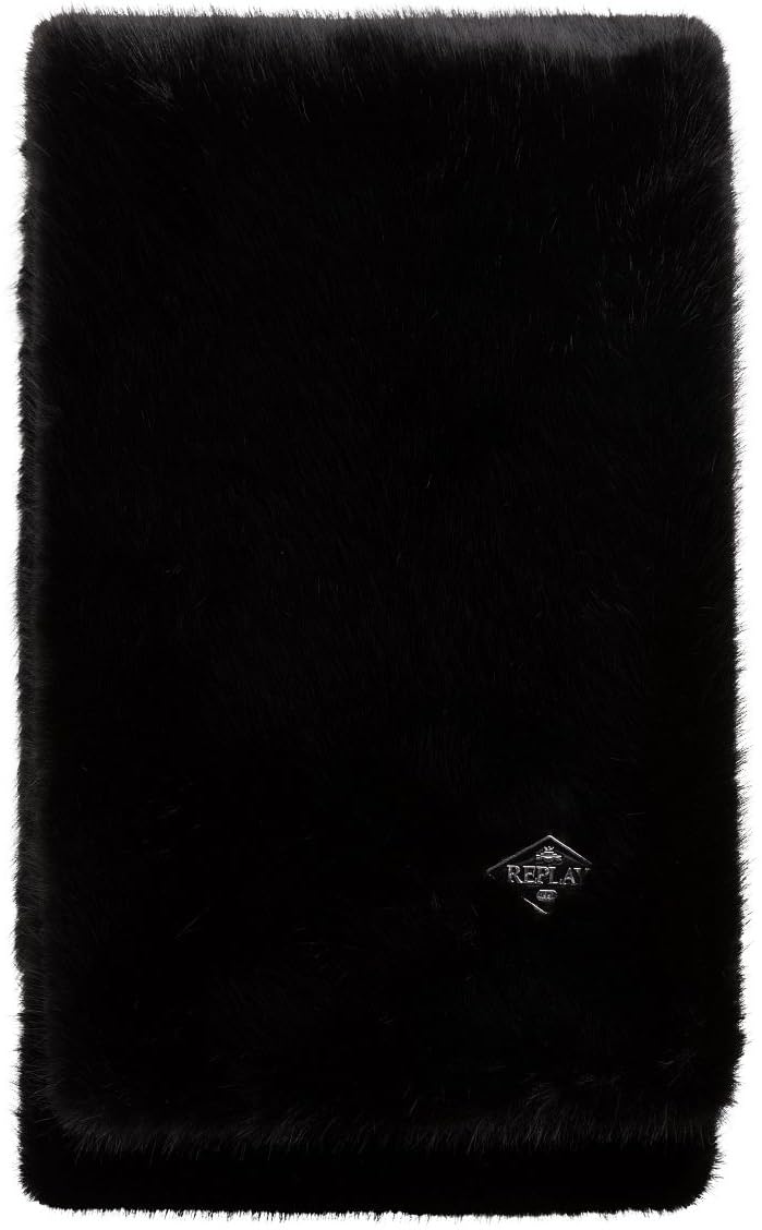 Replay Damen Schal aus Teddy-Fell, Black 0098 (Schwarz), Einheitsgröße