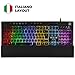 THE G-LAB Keyz TELLURIUM Tastiera da Gamer ITALIANA Cablata USB, Tastiera da Gioco con Retroilluminazione RGB Multicolore, Poggia Polsi Magnetico, 6 Tasti Macro, Anti-Ghosting, PC PS4 Xbox One