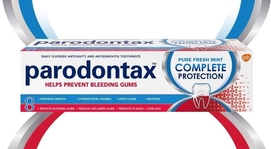 Parodontax Complete Protection Extra Fresh, Pasta dentífrica con 8 beneficios para ayudar a reducir la Sanguinación Gengivía y mantener a los dientes fuertes, paquete de 4 x 75 ml