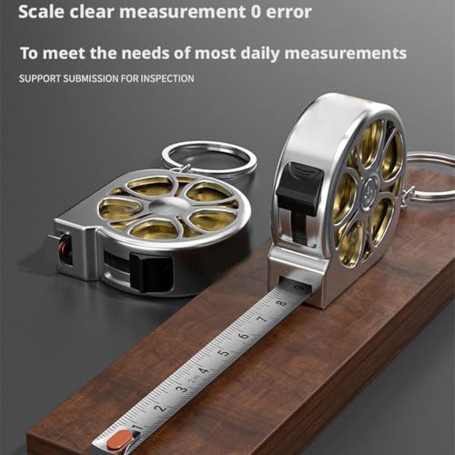 Image of 2Pcs Stainless Steel Measure Tape Keychain, ABS Case Retractable Push Button 200 Cm Measurement Tape, Pocket Size, Portable Measuring Tape for Tailor, DIY, Home, Office & Travel (Silver & Gold)