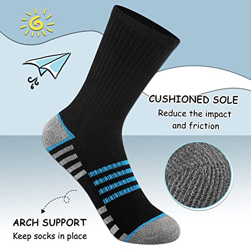 Comfoex Boys Crew Socks For Kids 4-10 Years Old Athletic Long Socks With Cushioned Sole 6 Pairs2
