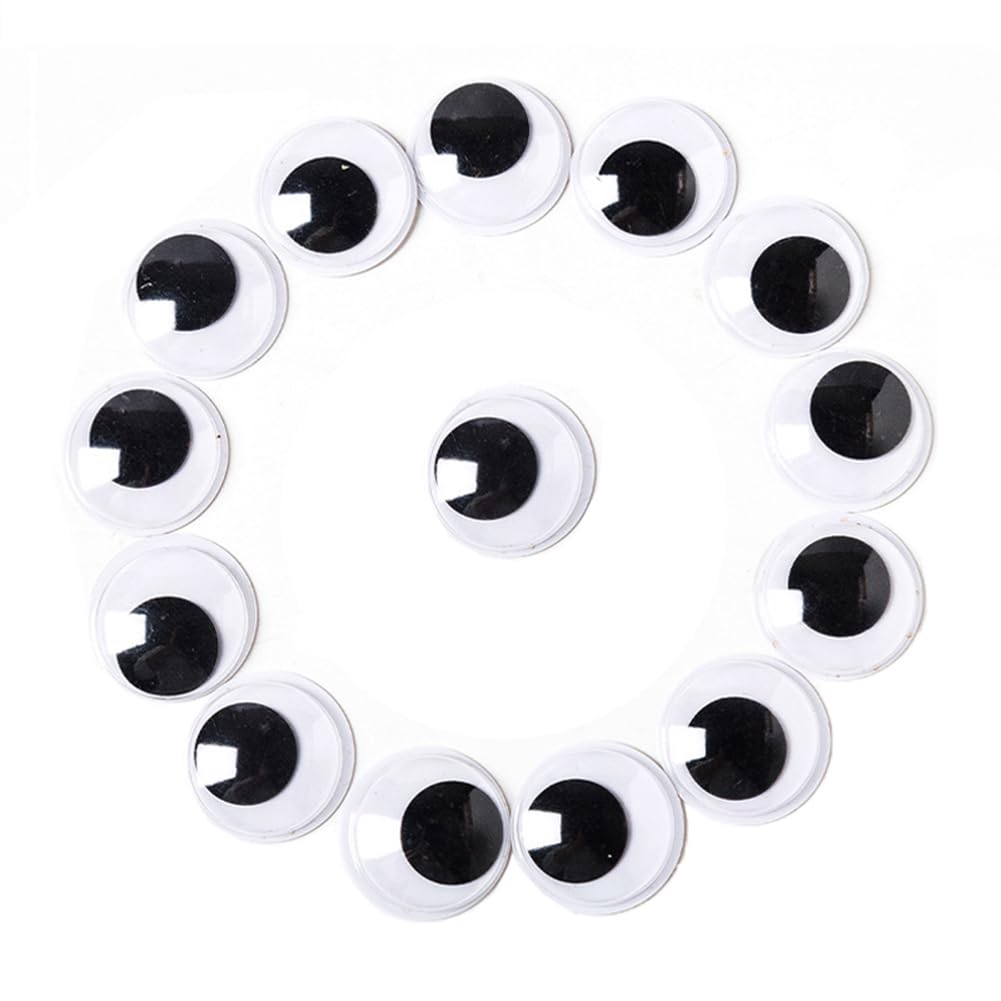 200 Stück Selbstklebende Wackelaugen, 25mm Kulleraugen Selbstklebend, Kunststoff Augen zum Basteln,Puppe Augen, Schwarze Wackelaugen, Bastelaugen, Wiggle Googly eyes für DIY Kunsthandwerk Dekoration
