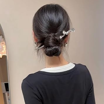 2 Pcs Silver Spiral Snake Metal Hair Chopsticks, Minimalist Irregular Chinese Hairpins, Punk Style Hair Accessories for Women & Girls