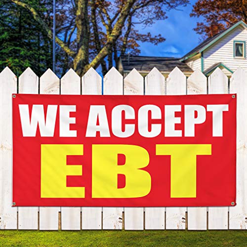 Vinyl Banner Sign We Accept Ebt Promotion Business Style U Marketing Advertising Red - 20inx50in (Multiple Sizes Available), 4 Grommets, Set of 2 - Thumbnail 7