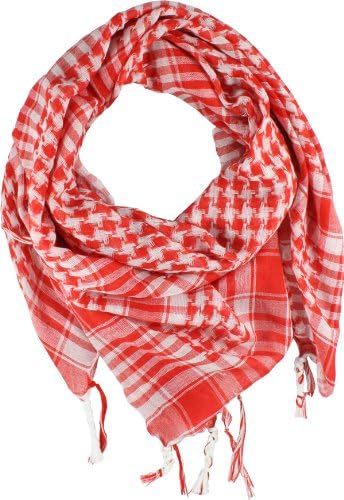 Arab Shemagh Kafiya Square Scarf, Red & White