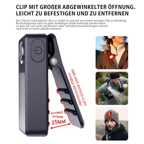 UMIONE USB-C wiederaufladbares Lauflicht, 3 Helligkeitsstufen, Spot und Flood 2-in-1, IPX7 wasserdichte kompakte LED-Taschenlampe für Nachtwanderung, Arbeit, Jogging, Camping