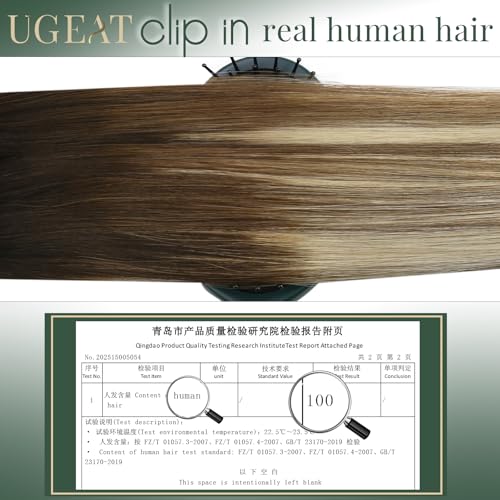 Image of Ugeat Hair Extensions Real Human Hair Clip ins Balayage 20 Inch 7pcs 120g | Clip in Extensions Real Human Hair , Chocolate Brown Balayage Bleach Blonde , Easy Application