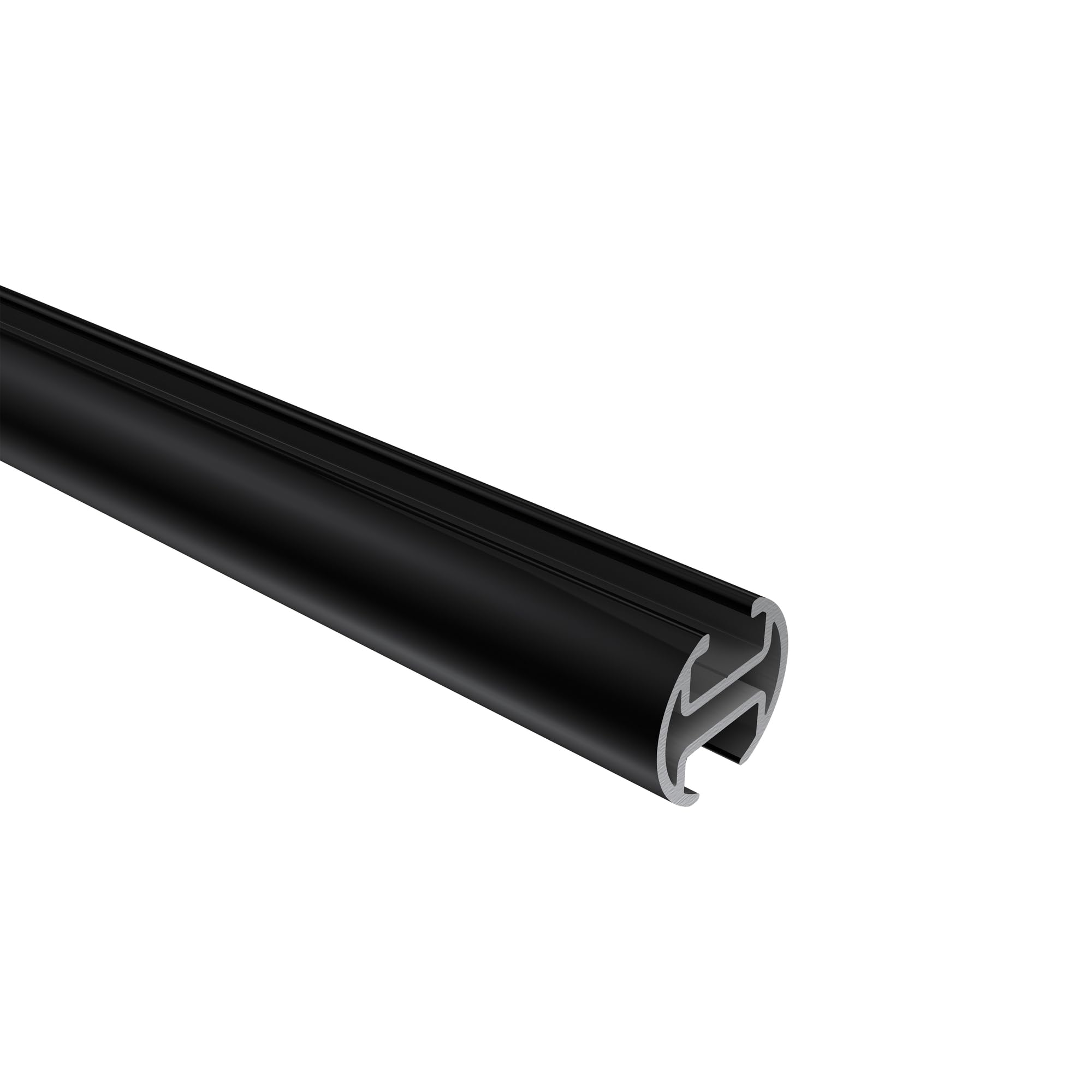 INTERDECO Innenlauf-Gardinenstange 20 mm 2-läufig, moderne Innenlaufstange aus Metall, Schwarz, zur Wandmontage, Typ 10213112, 160 cm