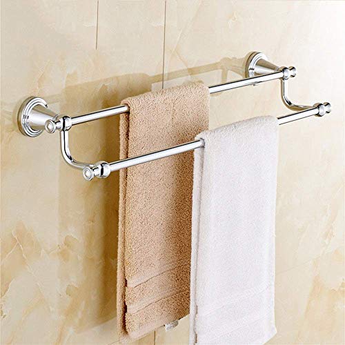 Porte-serviettes en cuivre double tige poli 50cm pour salle de bain - 2