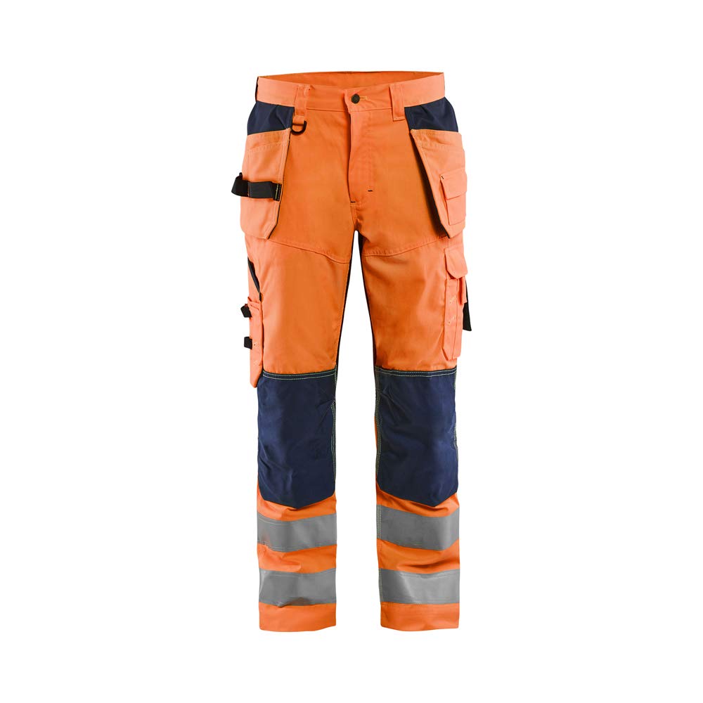 Blaklader 156518115389C50 High Vis - Pantalones de trabajo (efecto de ventilación, talla C50), color naranja y azul marino