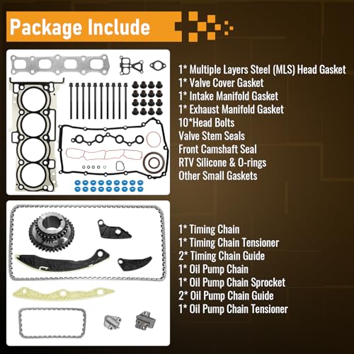 Image of 2.4 Timing Chain Kit Head Gasket Set Bolts Fits Chrysler 200 Sebring 07-14, for J-eep Compass Patriot 07-15, for Dodge Avenger Journey 08-16, Replace HGS167 HGS167 4884868AB