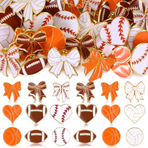 Image of Knitgrip 60 Pcs Football Softball Soccer Volleyball Baseball Enamel Pins Bulk Sport Trading Lapel Pin Senior Night Party Favors for Hat Shirt Backpack Sport Player Award Gift, 12 Style