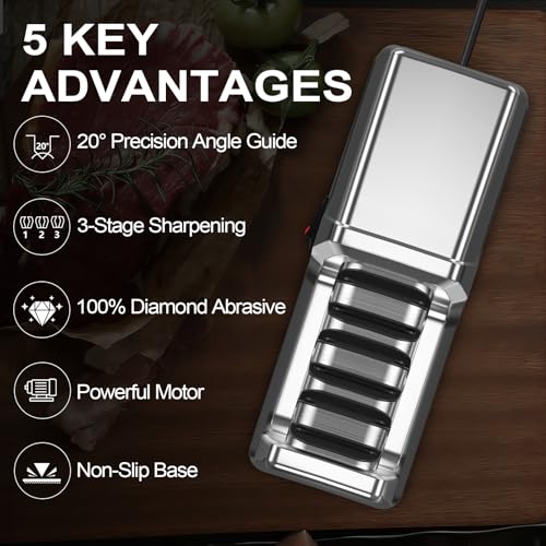 KIBSTOY 3-Stage Electric Knife Sharpener with Diamond Abrasive — view 2
