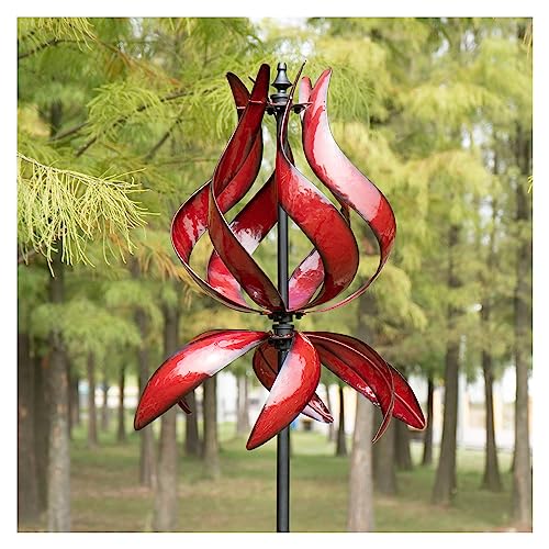 Winwindspinner, Yard Garden Wind Spinner - Large Outdoor Wind Sculptures Spinners, Tulip Ornament Windmill for Lawn Front Door, Gift Idea for Mother, Birthday, Housewarming (Dia19 x H87”)