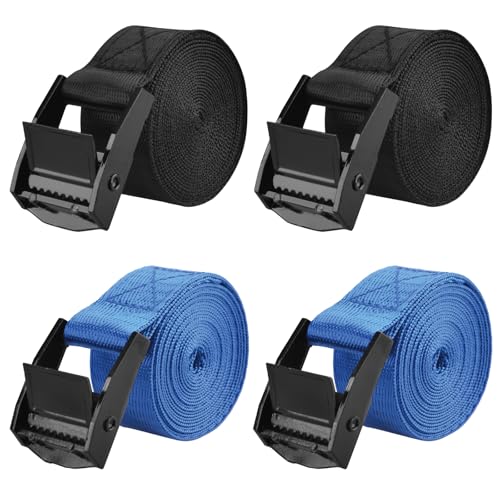 Image of TRIWONDER Tie Down Straps 4 Pack, Cam Buckle Lashing Straps Adjustable 1 inch x 1.6-19.7 ft, 440 lbs Break Strength Cargo Tie Downs for Roof Rack, Kayak, Motorcycle, Luggage, Truck