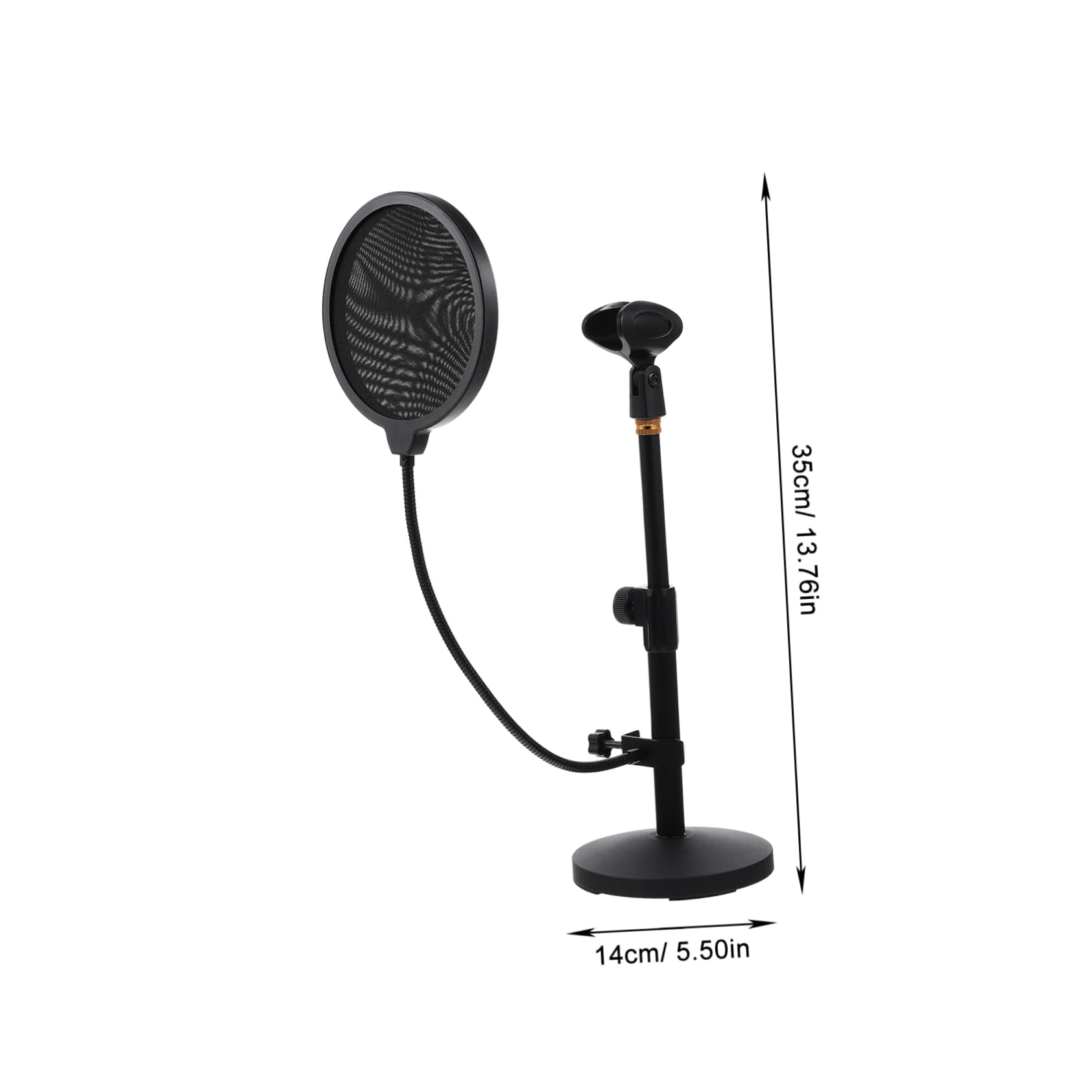 Supporto Microfono da Tavolo Regolabile Nero, Base Tonda | Metallo e Plastica, per Podcasting e Live Broadcasting, Stabilità e Altezza Adattabile